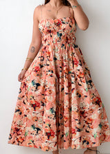 Size XS-S Peach Floral Maxi Dress
