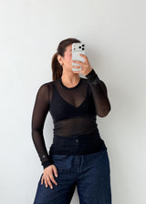 Size XS-S Black Sheer Mesh Top