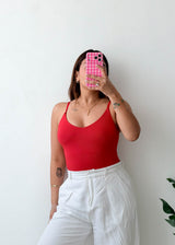 Size S-M Red Scoop Neck Bodysuit