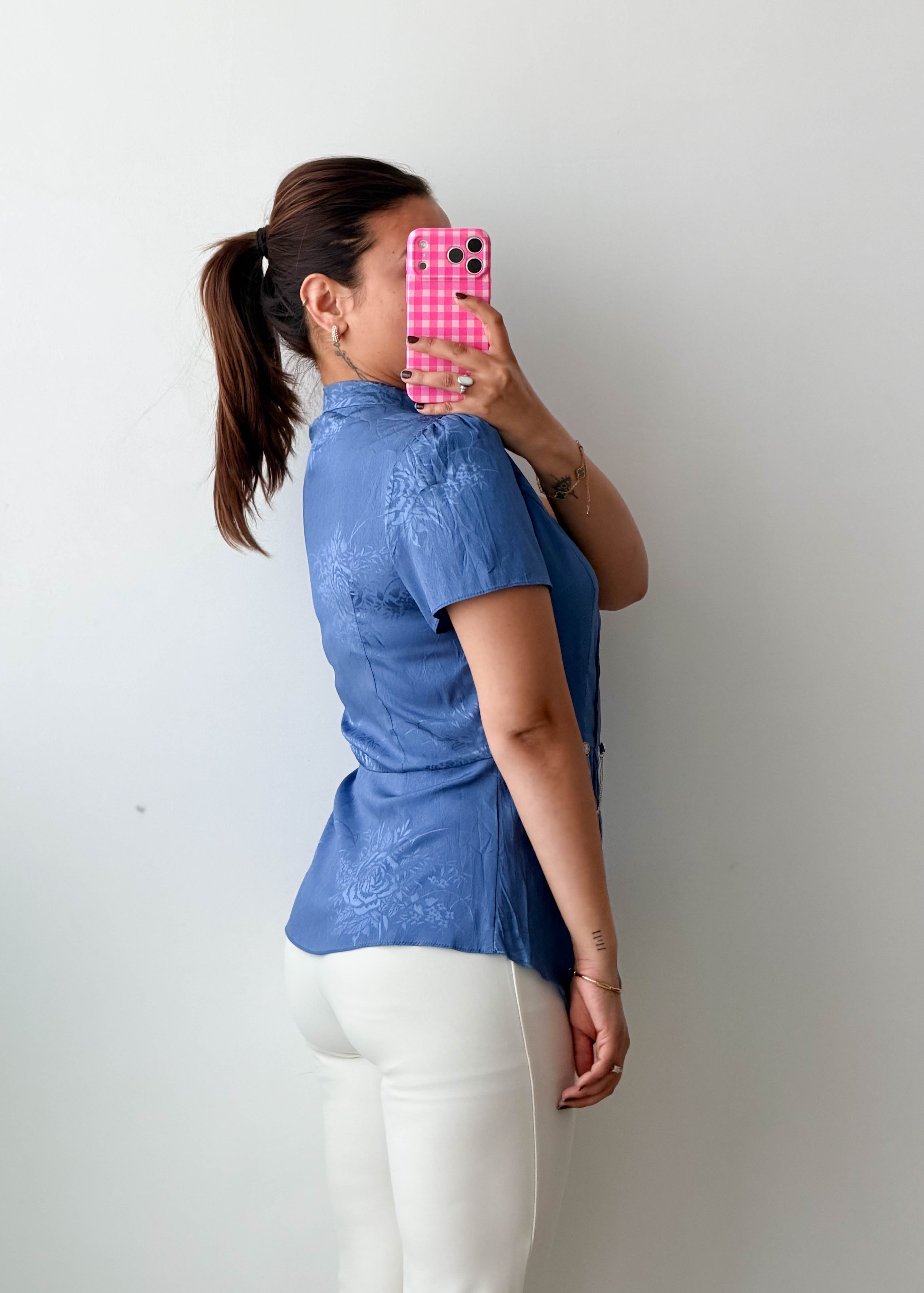 Size S-M Blue Peplum Wrap Top