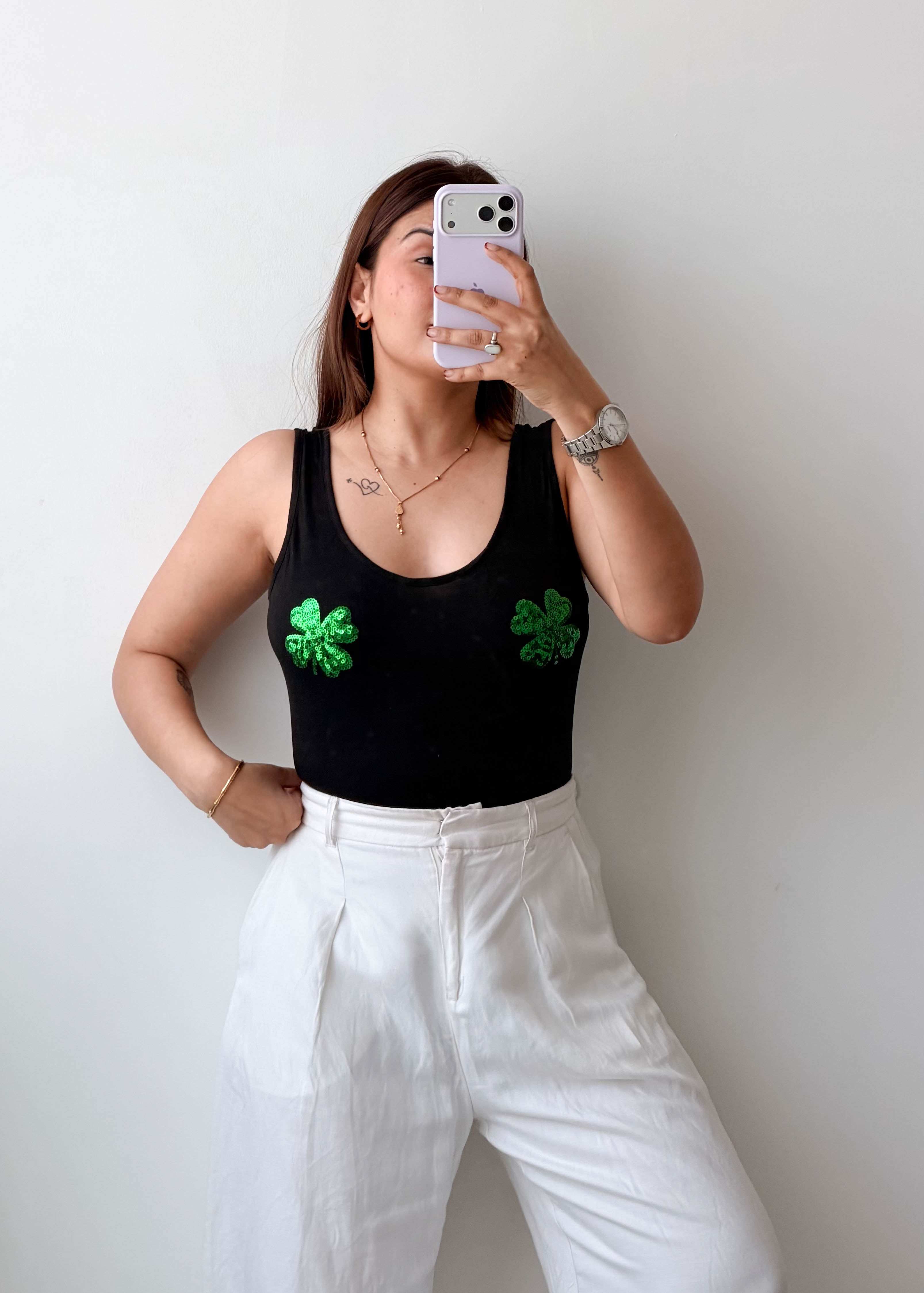Size M-L Black Clover Detail Bodysuit