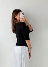Size S-M Black Stripe Knit Top