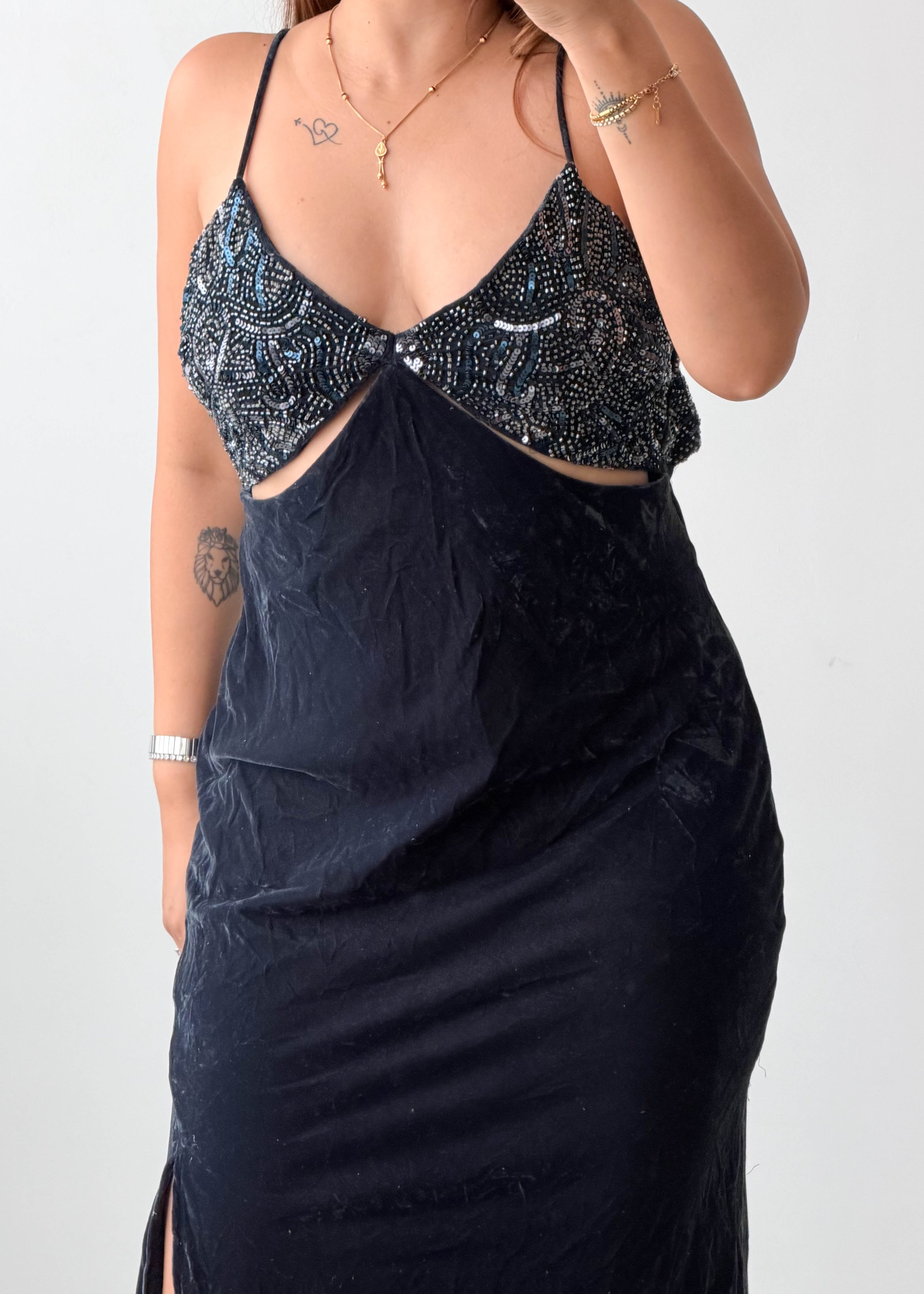 Size M Black Sequin Cutout Party Perfect Dress