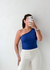 Size S-M Royal Blue One Shoulder Top