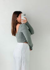 Size M-L Sage Green Corset Crop Top