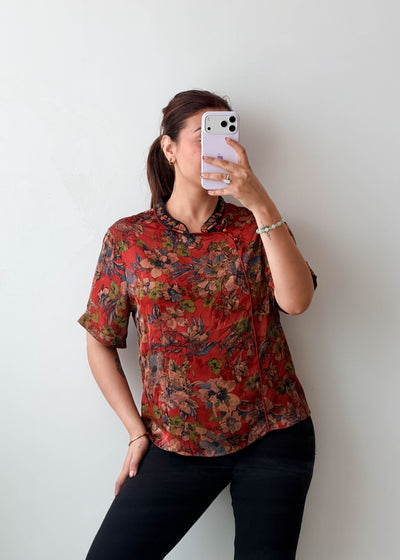 XS-S Red Floral Printed Top