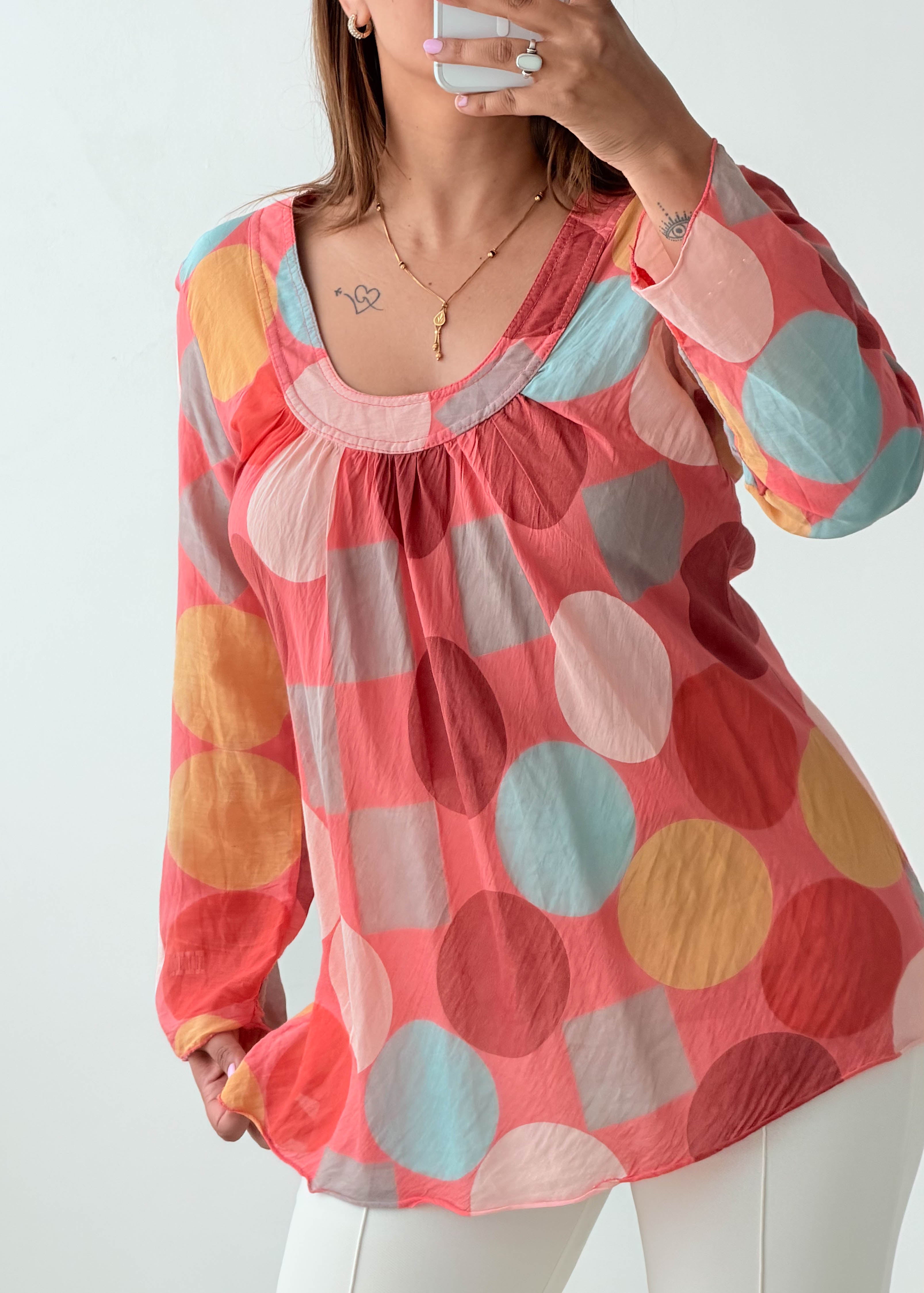 Size S-M Multicolor Polka Dot Blouse