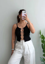Size XS-S, Black Heart Detail Camisole Top - Closet by Payal