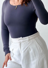 Size XS Slate Blue Long Sleeve Bodysuit