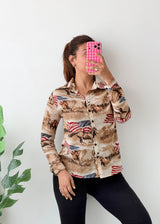 Size XS Western Print Shirt