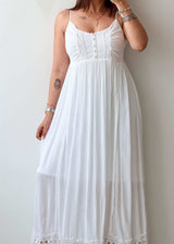 Size S-M White Lace Panel Maxi Dress With Lining