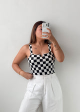 Size S-M Black & White Checkerboard Bodysuit