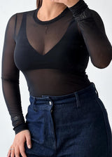 Size XS-S Black Sheer Mesh Top