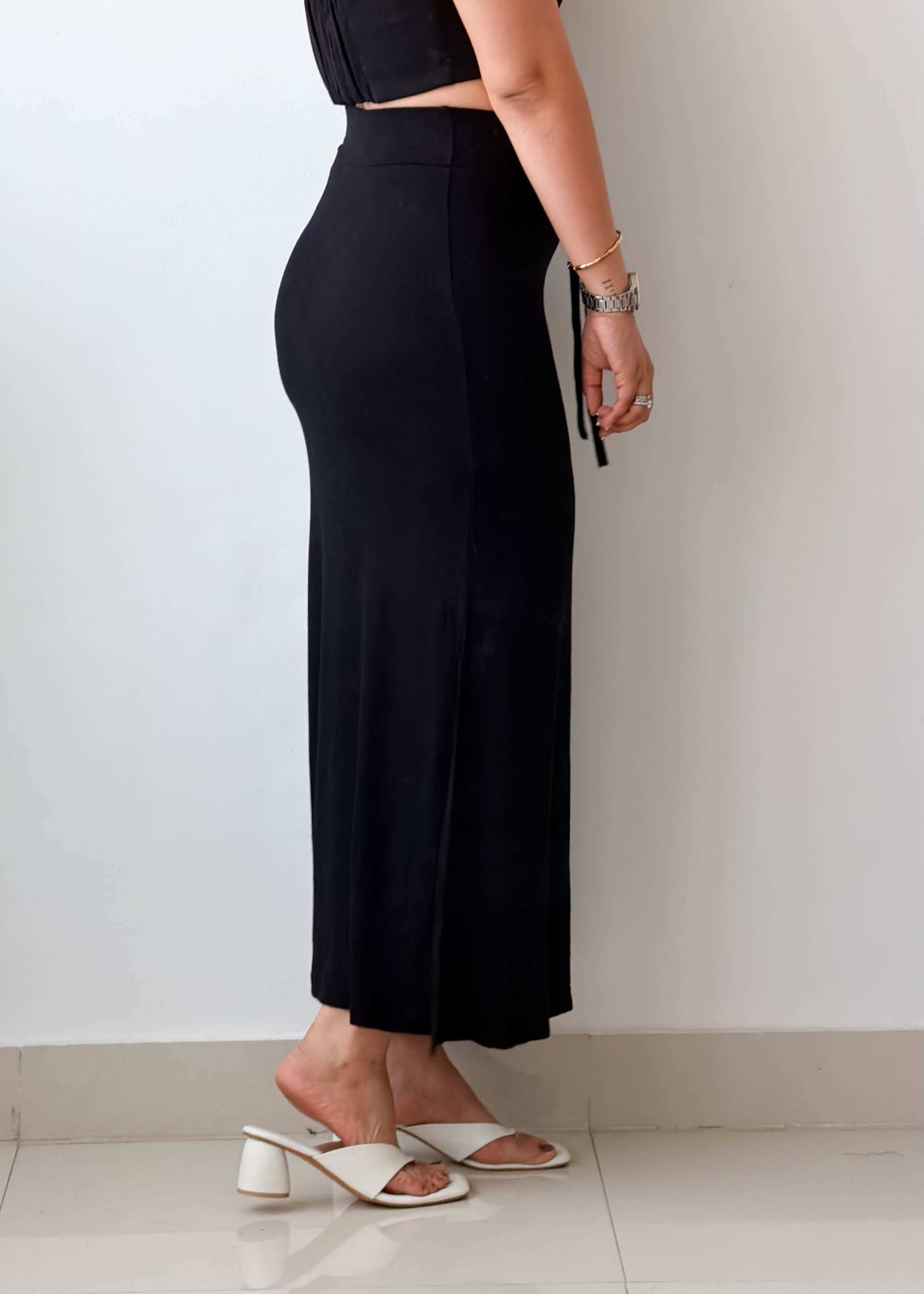Waist 24-28 Black Bodycon Maxi Skirt