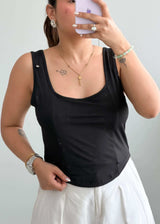 Size M-L, Black Scoop Neck Tank Top - Closet by Payal