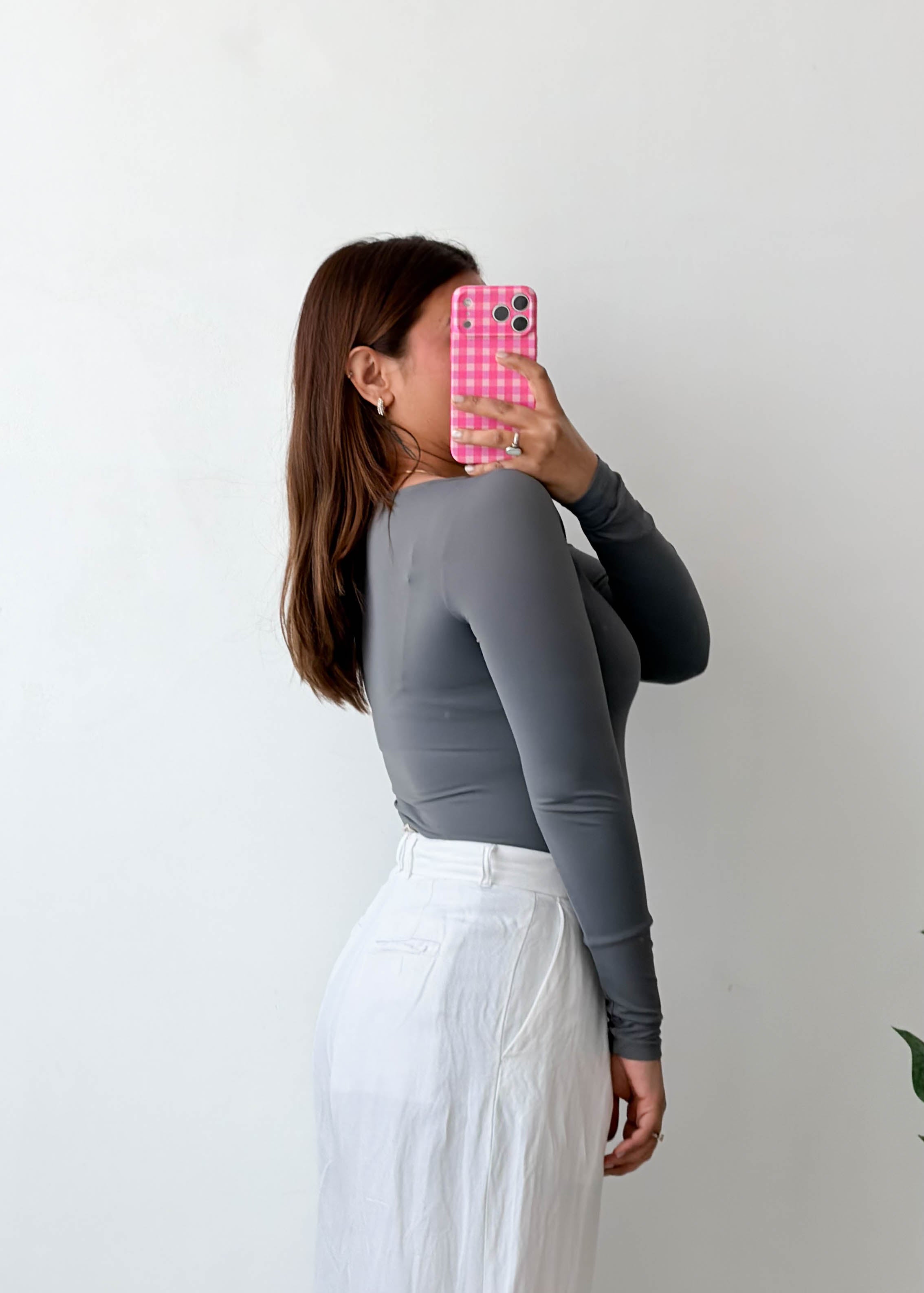 Size S-M Charcoal Long Sleeve Bodysuit