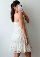 Size XS-S White Broderie Cotton Mini Dress