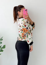 Size M-L White Floral Bomber Jacket