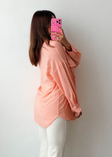Size M-XL Peach Checked Oversized Shirt