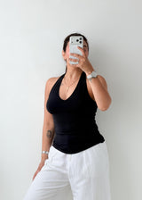 Size M-L Black Halter Tank Top