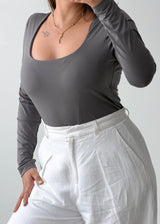 Size M-L Charcoal Square Neck Bodysuit