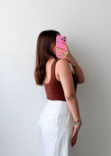 Size M Chocolate Brown Square Neck Bodysuit