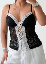 Size M Black Lace Corset Top