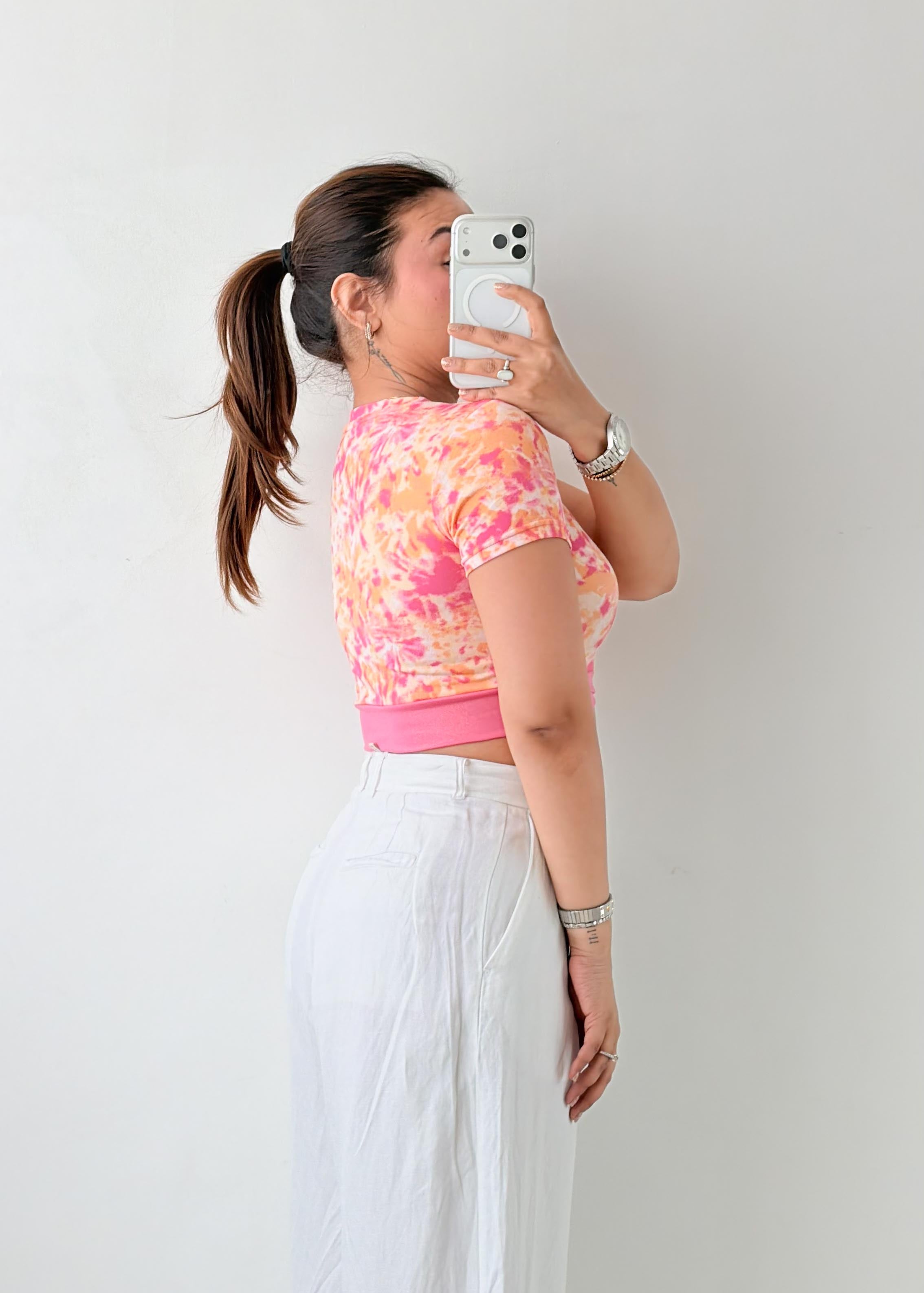 Size XS-S Pink Floral Crop Top