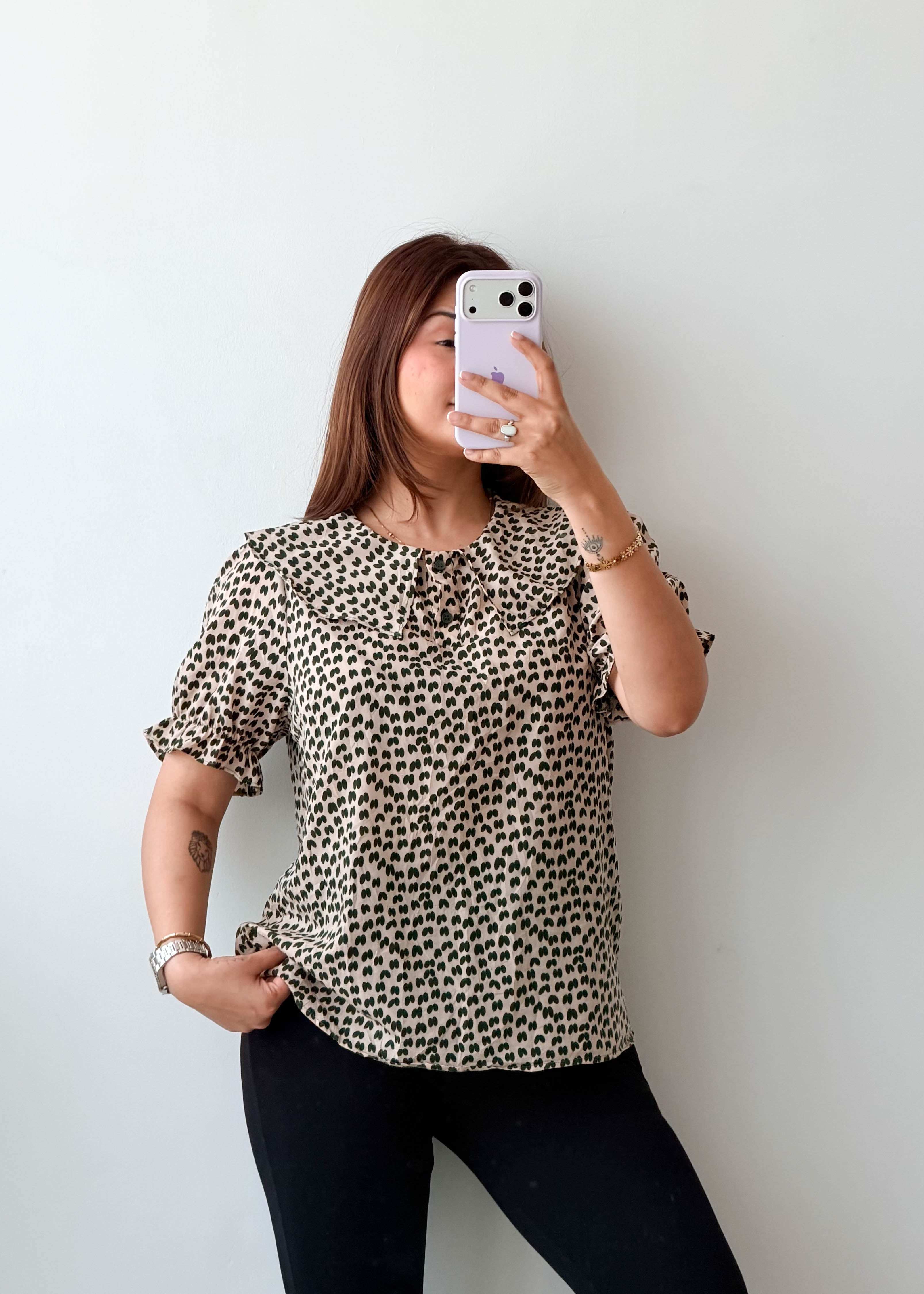 Size XS-S Beige Animal Print Top