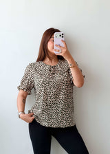 Size XS-S Beige Animal Print Top