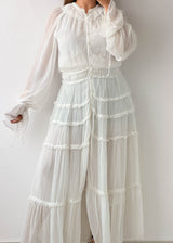 Size S-M White Tiered Ruffle Maxi Dress