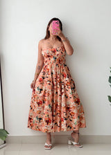 Size XS-S Peach Floral Maxi Dress