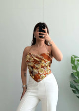 Size XS-M, Satin Tie up bandana top - Closet by Payal