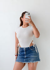 Size XS-S White Side Tie Bodysuit