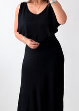 Size S-M Black Cape Sleeve Maxi Dress