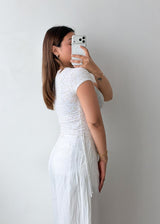 Size S-M White Floral Fitted Top