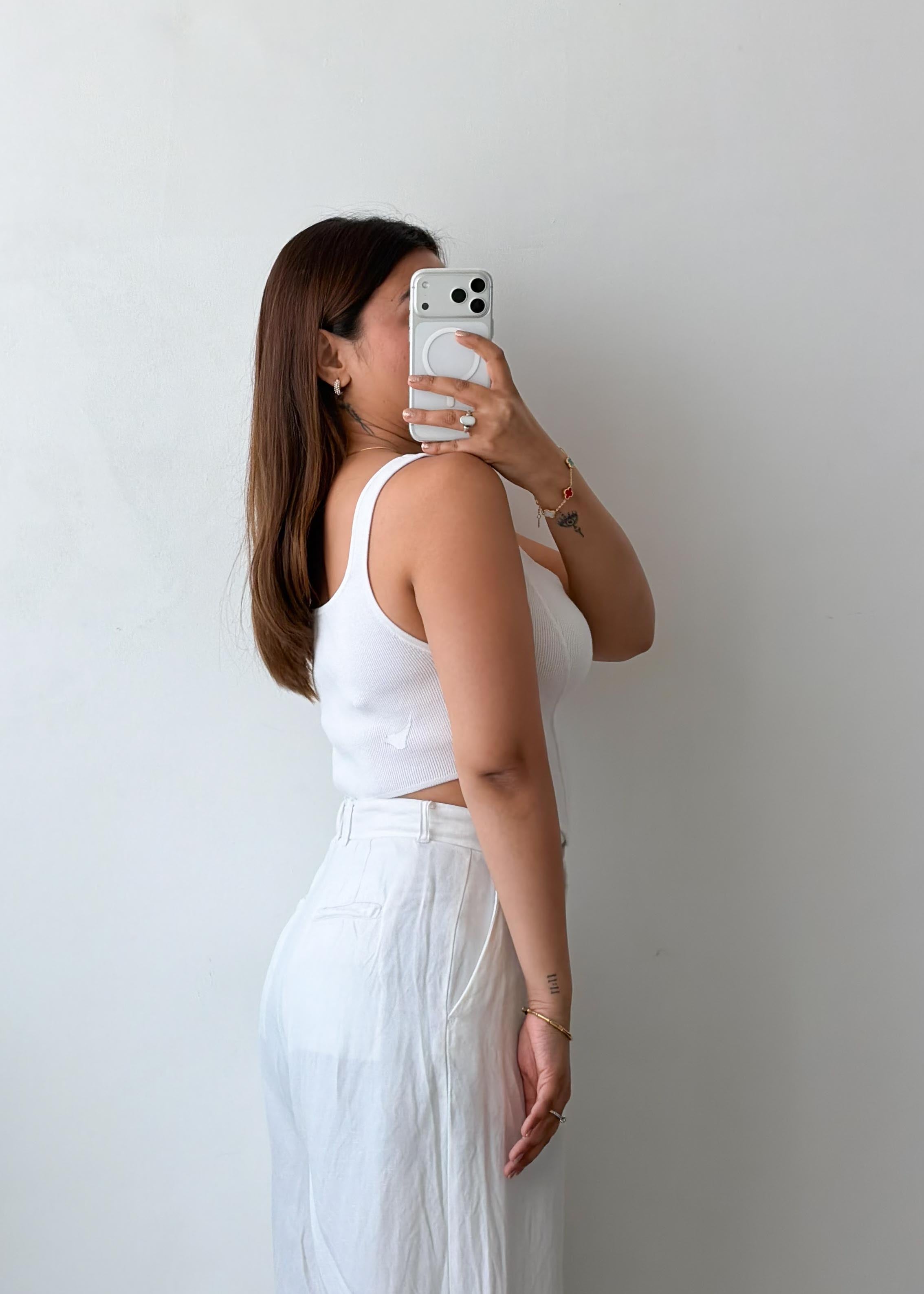 Size S-M White Cut-Out Corset Tank Top