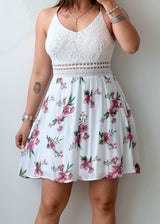 Size S-M Cotton Lace & Floral Fit Mini Dress