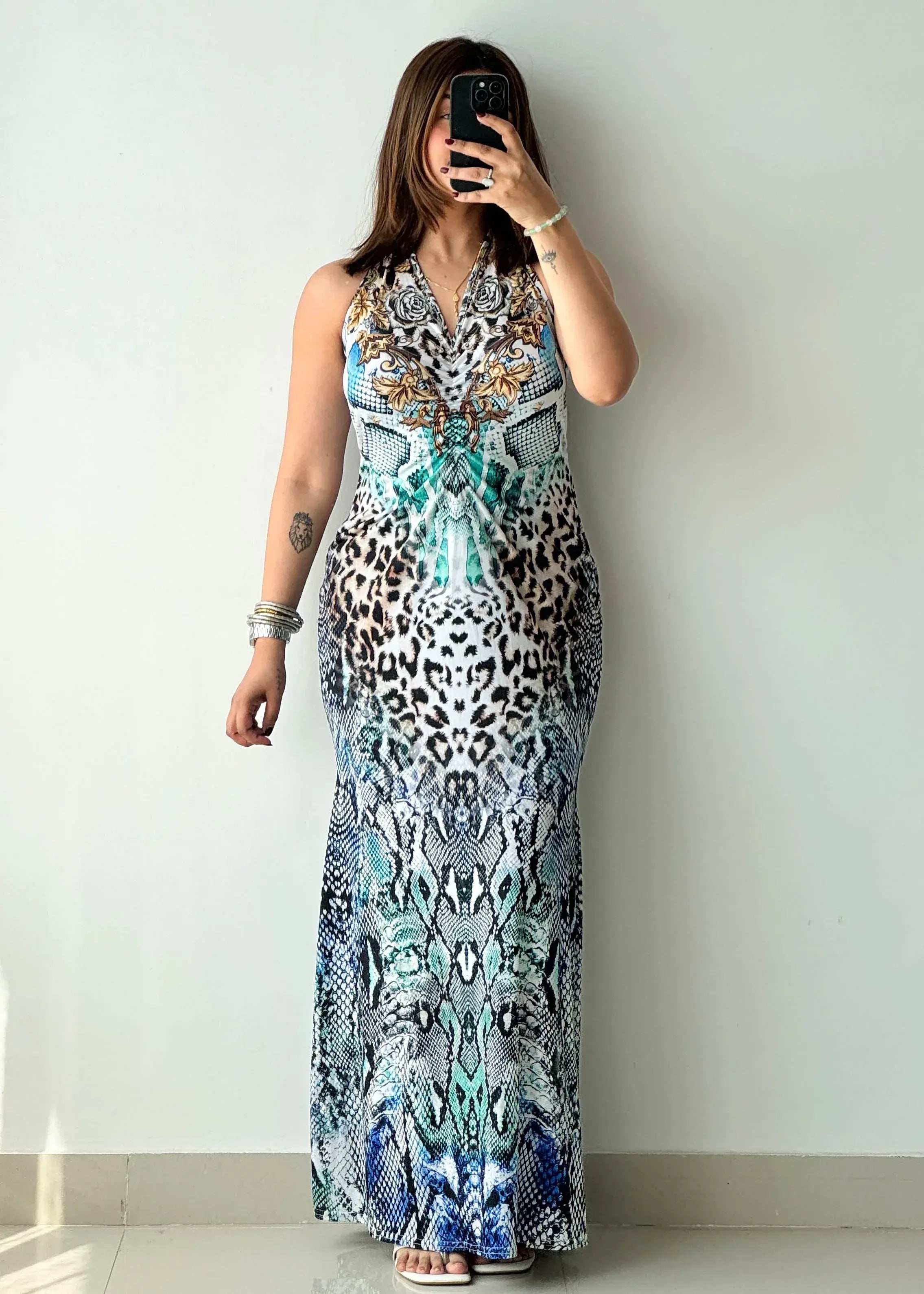SIZE S-M, Cotton Printed Maxi Dress - Closet by Payal