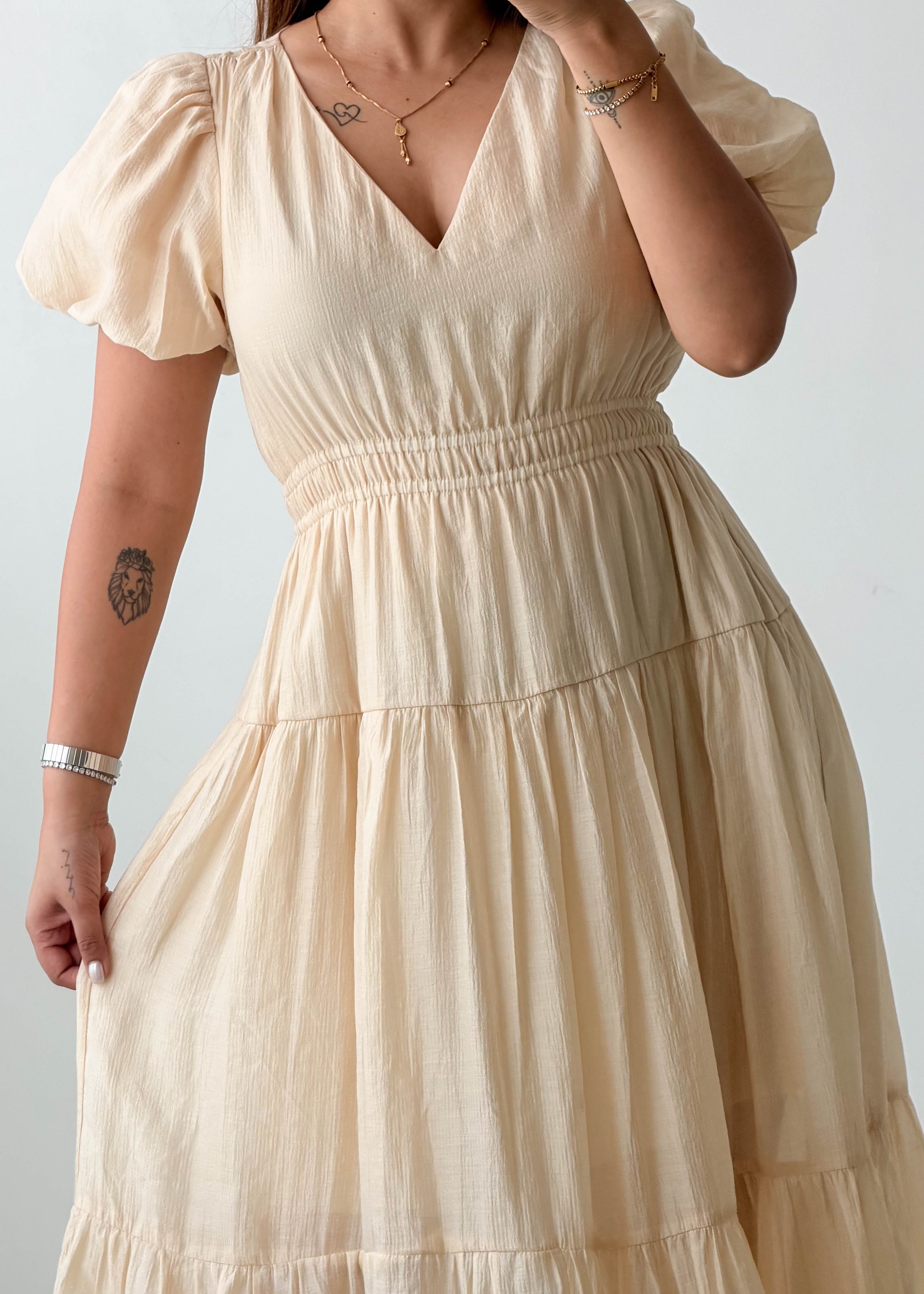 Size S-M Cream Tiered Maxi Dress