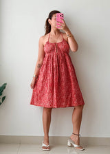 Size M Coral Printed Halter Mini Dress