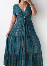 Size S-M Teal Printed Maxi Dress
