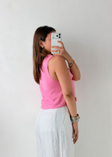 Size M Pink Lip Print Tank Top