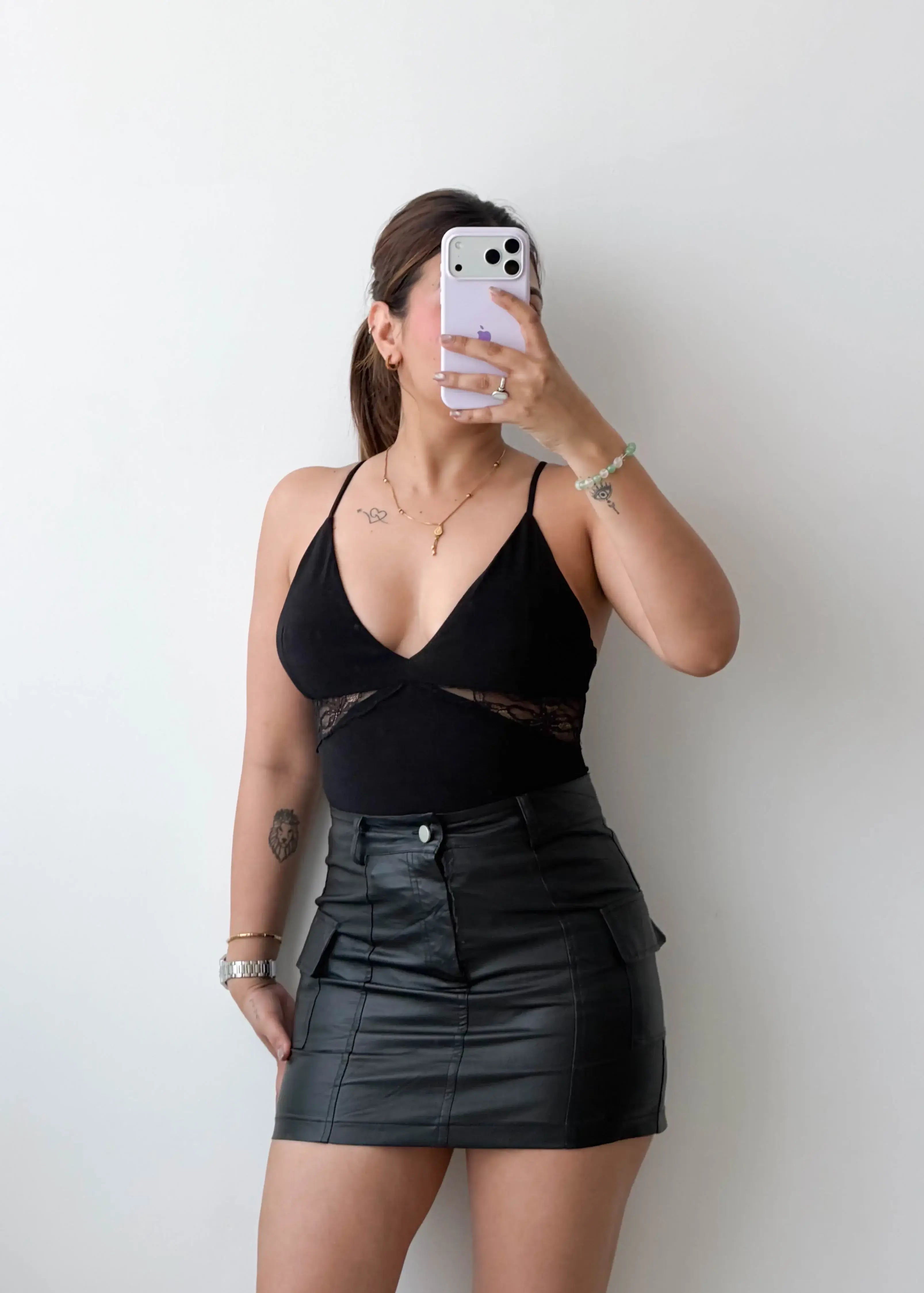 Size XS-S Black Minimal Strap Bodysuit