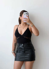 Size XS-S Black Minimal Strap Bodysuit