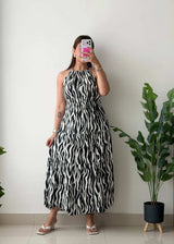 Size S-M, Zebra Print Halter Maxi Dress