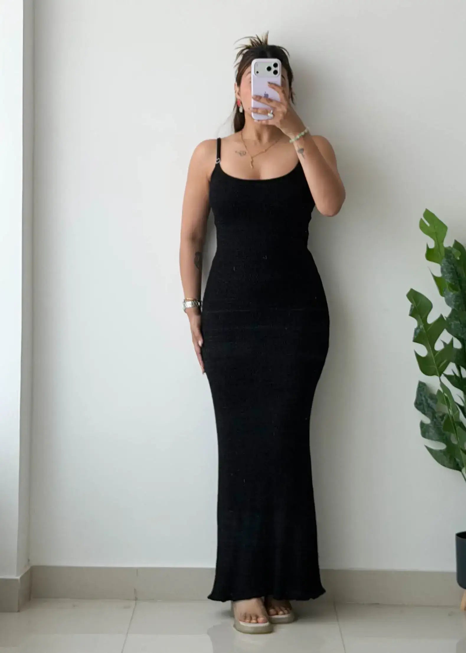 Size XS-S, Black Crochet Maxi Dress