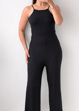 Size XS-S Black Sleeveless Ribbed Jumpsuit