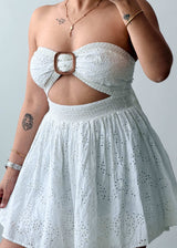 Size S-M White Broderie Cotton Cut-Out Dress