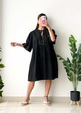 Size XL-XXL, Black Embellished Mini Dress